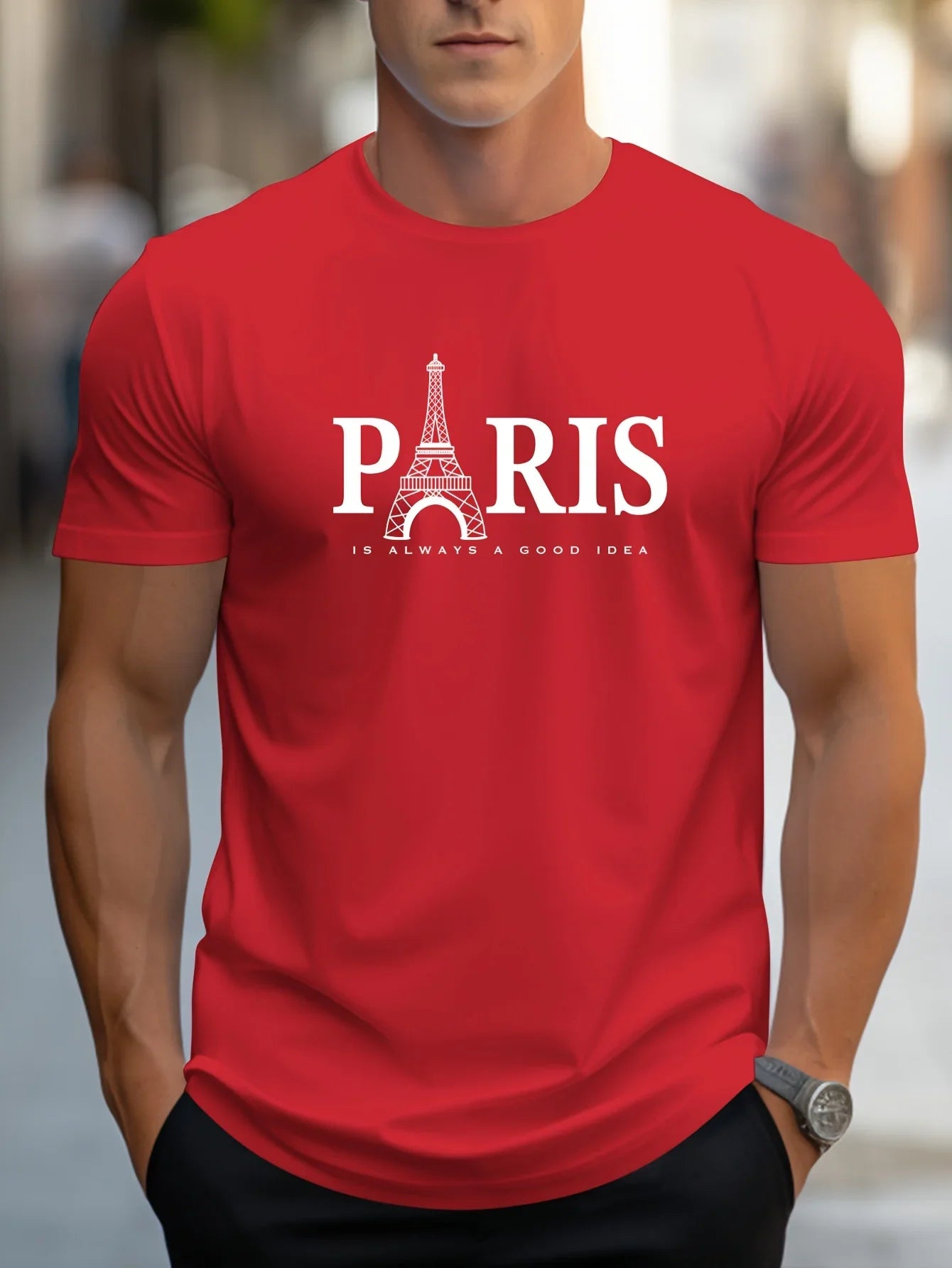 Summer Men's T Shirt Short Sleeve Paris Pattern Print Casual O-Neck Oversized Pullover Fashion Streetwear Male Clothing T-Shirts    Home Decor Supply | Online Retail | ShoreShopper.com