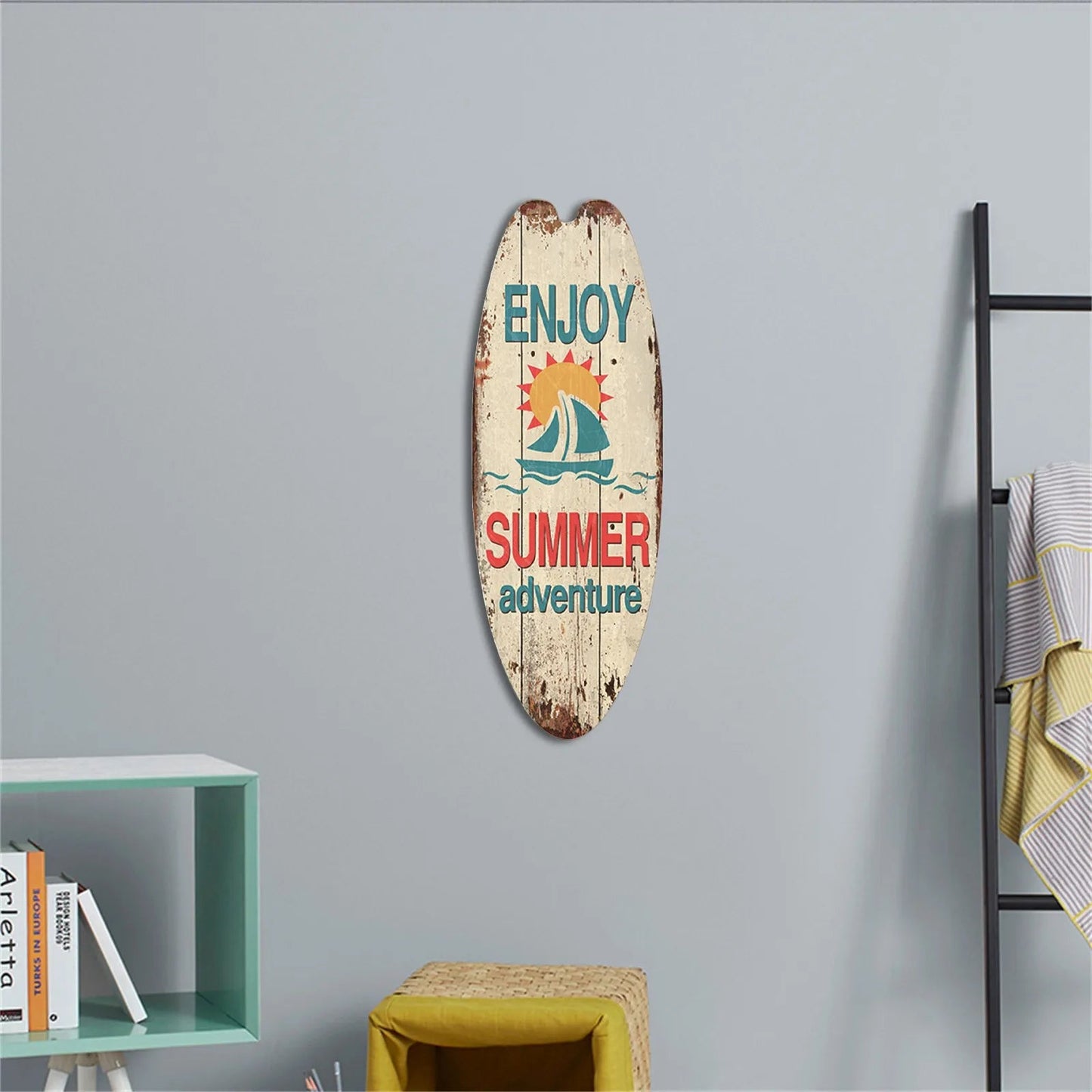 Beach Ocean Theme Surfboard Wooden Leisure Home Party Festival Hanging Decoration Bar Home Wall Retro Decor Wooden Print Sign    Your Coastal Marketplace | Shoreshopper.com