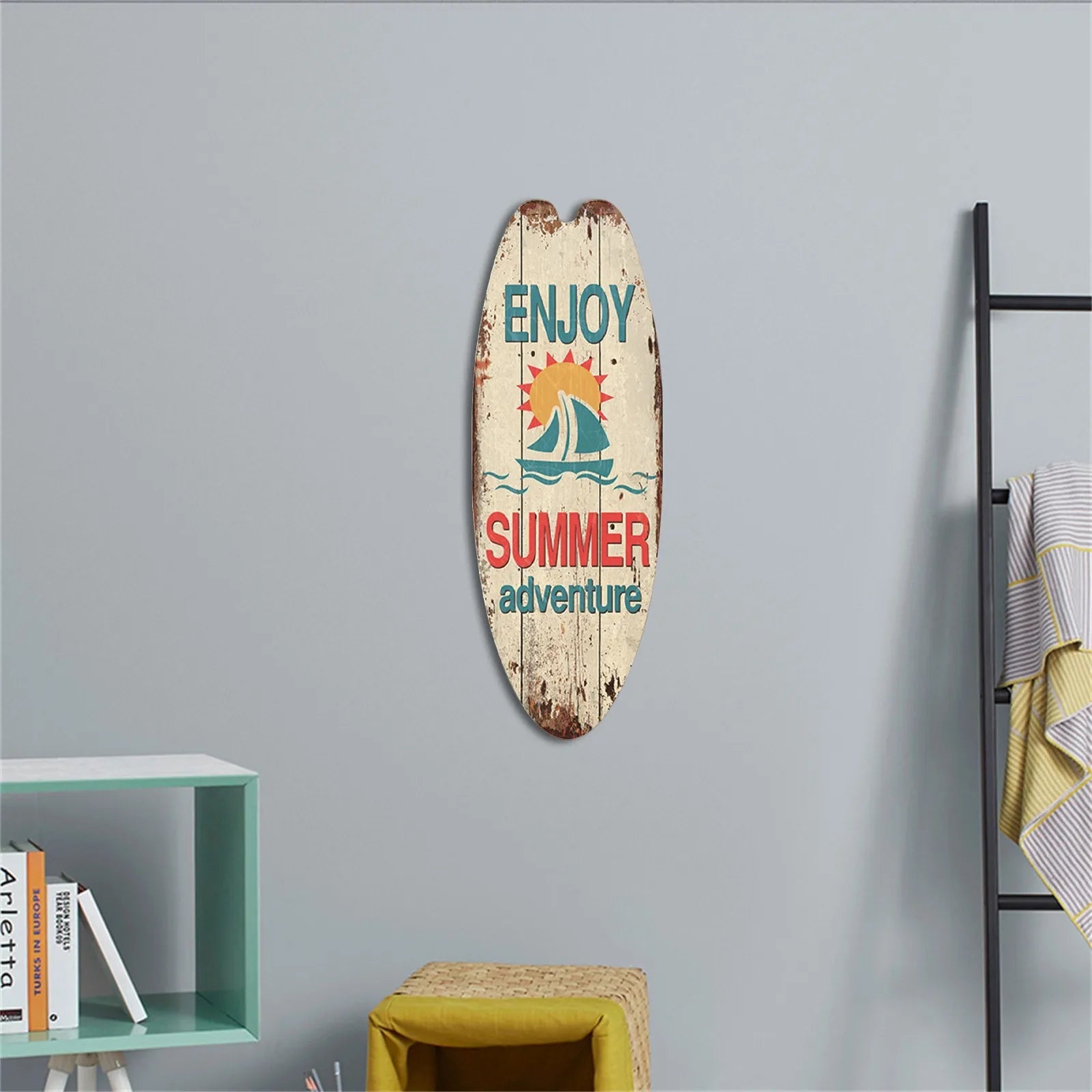 Beach Ocean Theme Surfboard Wooden Leisure Home Party Festival Hanging Decoration Bar Home Wall Retro Decor Wooden Print Sign    Your Coastal Marketplace | Shoreshopper.com