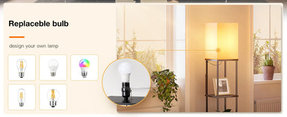 Modern Shelf Floor Lamp with Shade and LED Bulb Corner Display Lamps Shelves for Living Room Bedroom Office Black    Home Decor Supply | Online Retail | ShoreShopper.com