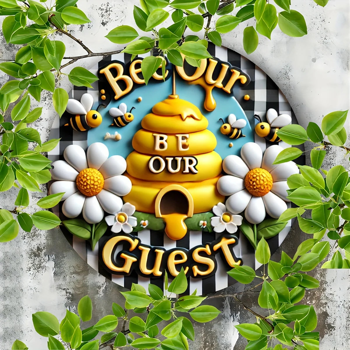 1pc 8x8 Inch Round Aluminum Metal Sign, Bee Wreath Wall Art, Summer Home Decor, Outdoor Indoor Door Decoration    Home Decor Supply | Online Retail | ShoreShopper.com