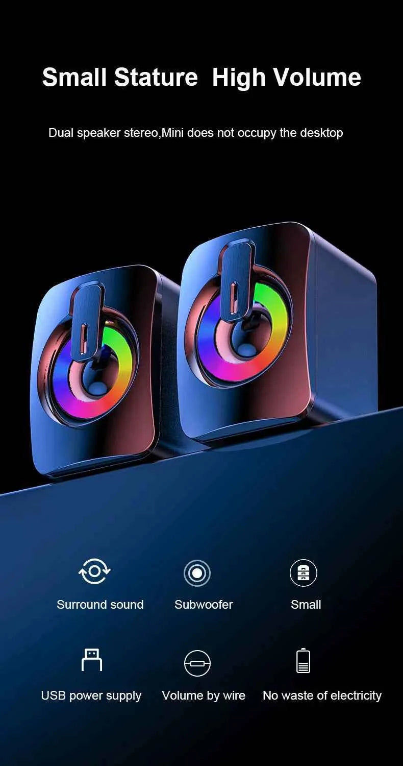 Computer Speakers PC Sound Box HIFI Stereo Microphone USB Wired Caixa De Som with LED Light For Desktop Computer