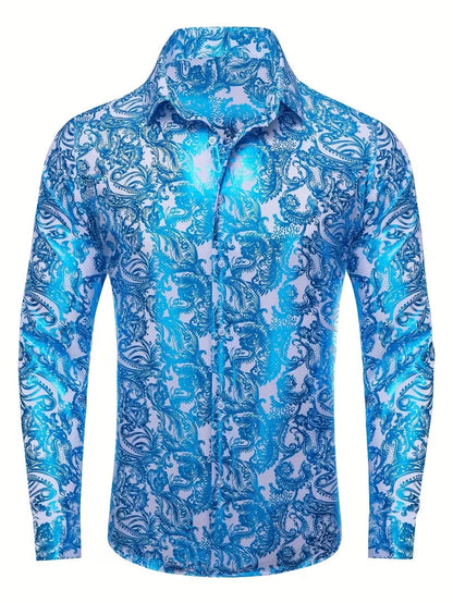 Luxury Floral Leopard Print Button-Down Shirt - Long Sleeve Paisley Business Casual Top    Home Decor Supply | Online Retail | ShoreShopper.com