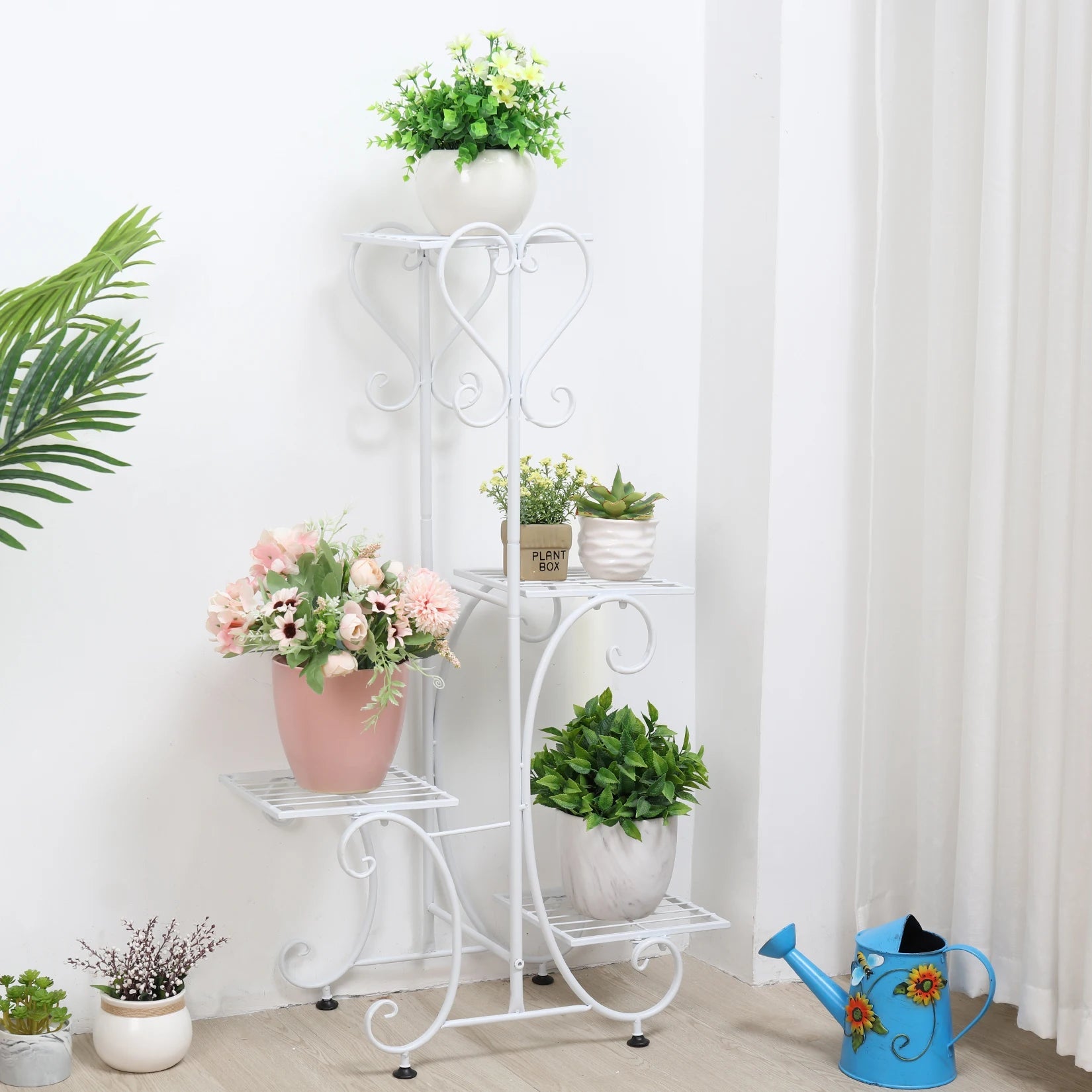 Metal Plant Shelf Flower Display Stand Garden Planter Holder with 4 Tier Shelves Indoor (Black)    Home Decor Supply | Online Retail | ShoreShopper.com