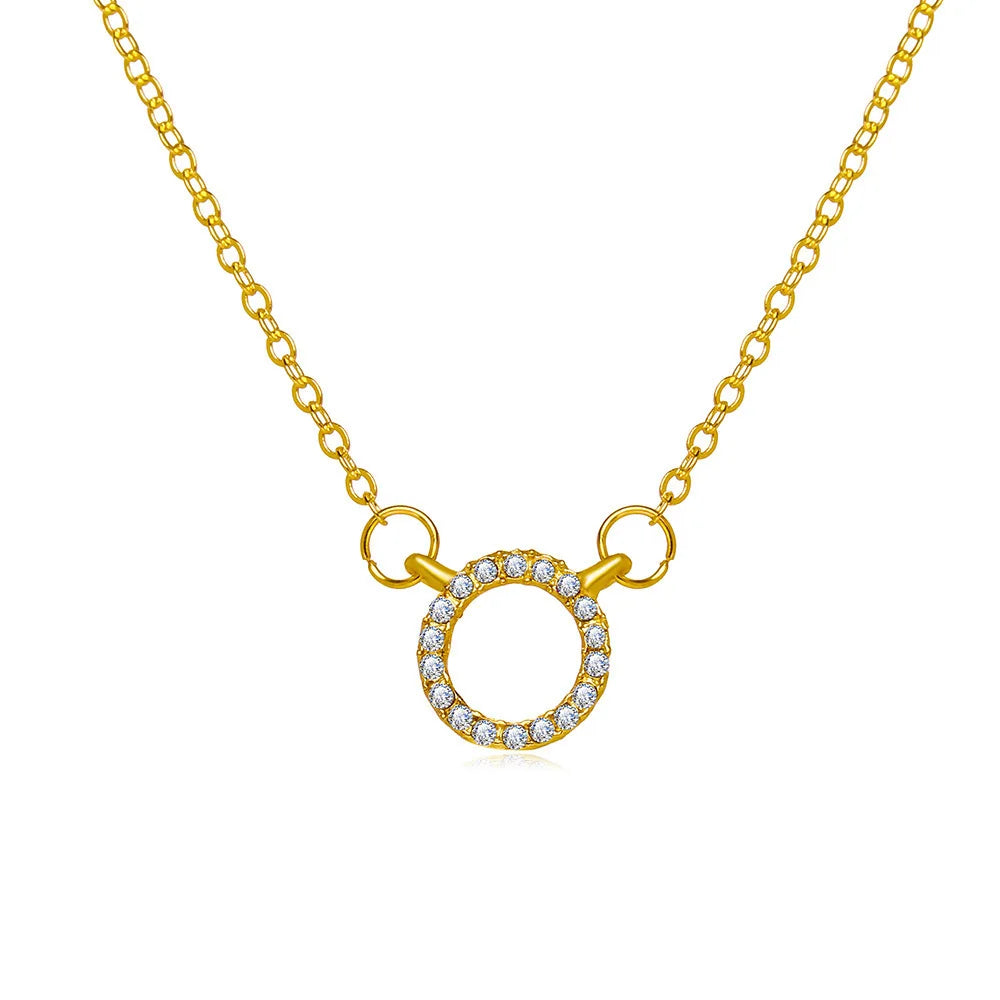 Fashion Trend Elegant Jewelry Simple Crystal Circle Pendant Necklace Golden Color Unquie Women Necklace Party Gift Wholesale    Home Decor Supply | Online Retail | ShoreShopper.com