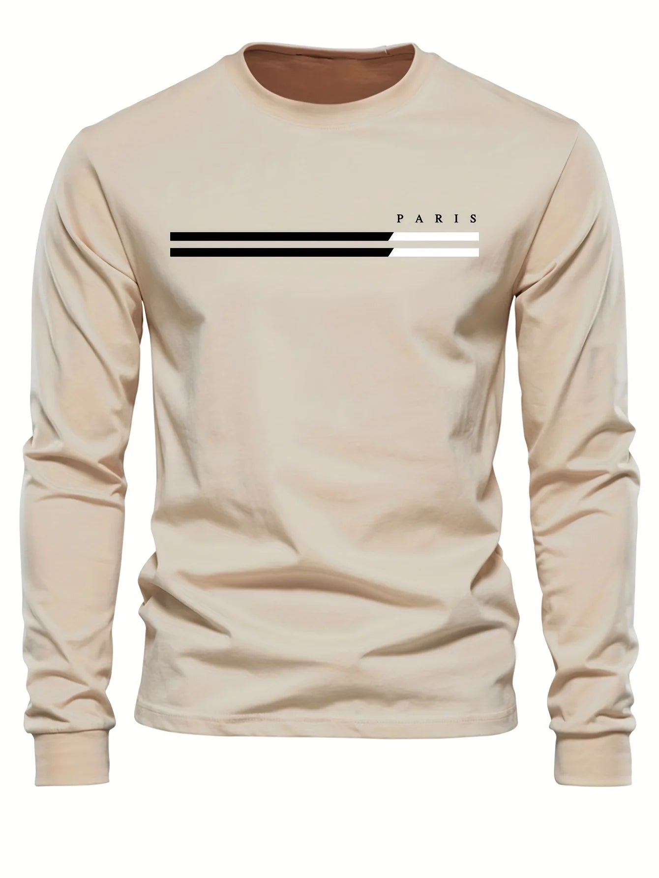 Men's 100% pure cotton summer loose comfortable casual  PARIS print large round neck long sleeve T-shirt top    Home Decor Supply | Online Retail | ShoreShopper.com
