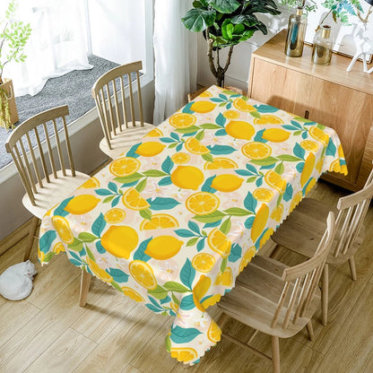 Waterproof Lemon Tablecloth Blue White Check Pattern Summer Decor Kitchen Dining Table Cover for Outdoor Indoor Rustic Style    Your Coastal Marketplace | Shoreshopper.com