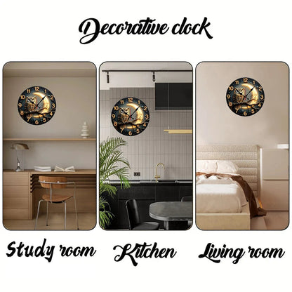 Moonlight Night Wooden Round Silent Hanging Wall Clock, Suitable For Living Room, Office, Study Room, Bedroom, Home Decoration    Home Decor Supply | Online Retail | ShoreShopper.com