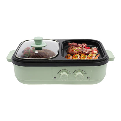 Electric Hot Pot With Grill Area Multi-purpose Hot Pot 2-In-1 Dual Temperature Control    Home Decor Supply | Online Retail | ShoreShopper.com