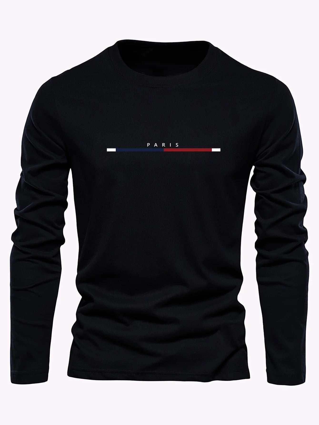 Men's 100% pure cotton summer loose comfortable casual  PARIS print large round neck long sleeve T-shirt top    Home Decor Supply | Online Retail | ShoreShopper.com