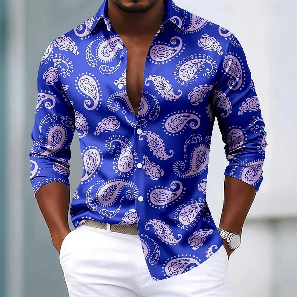 Men's Paisley Floral Print Shirt Fashionable Retro Casual Comfortable Soft Top for Social Party Holiday Clothing    Home Decor Supply | Online Retail | ShoreShopper.com