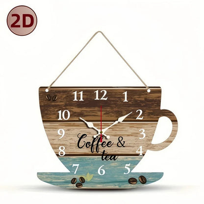 Coffee Cup Shaped Wooden Silent Hanging Wall Clock,Wood Grain Design Suitable For Living Room,Study Room,Bedroom,Home Decoration    Home Decor Supply | Online Retail | ShoreShopper.com