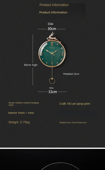 13 Inch Auspicious Deer Wall Clock Nordic Brief Design Living Room Decoration Kitchen Mute Clocks Art Wall Watch Home Decor NEW    Home Decor Supply | Online Retail | ShoreShopper.com