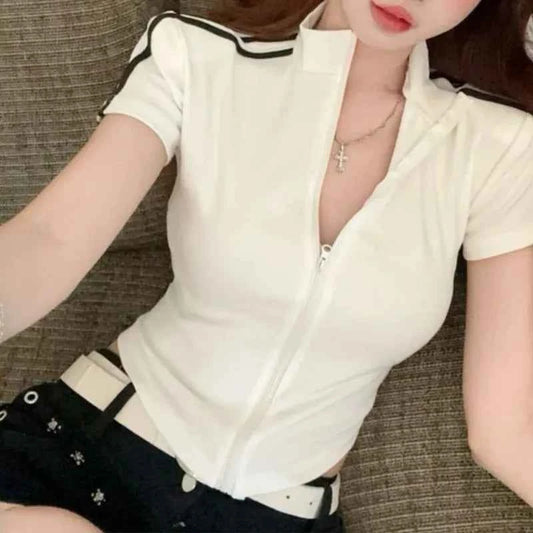 Short-sleeved T Shirt For Women Sweet And Spicy Pure Desire Design Sense Slim And Slimming T-shirt
