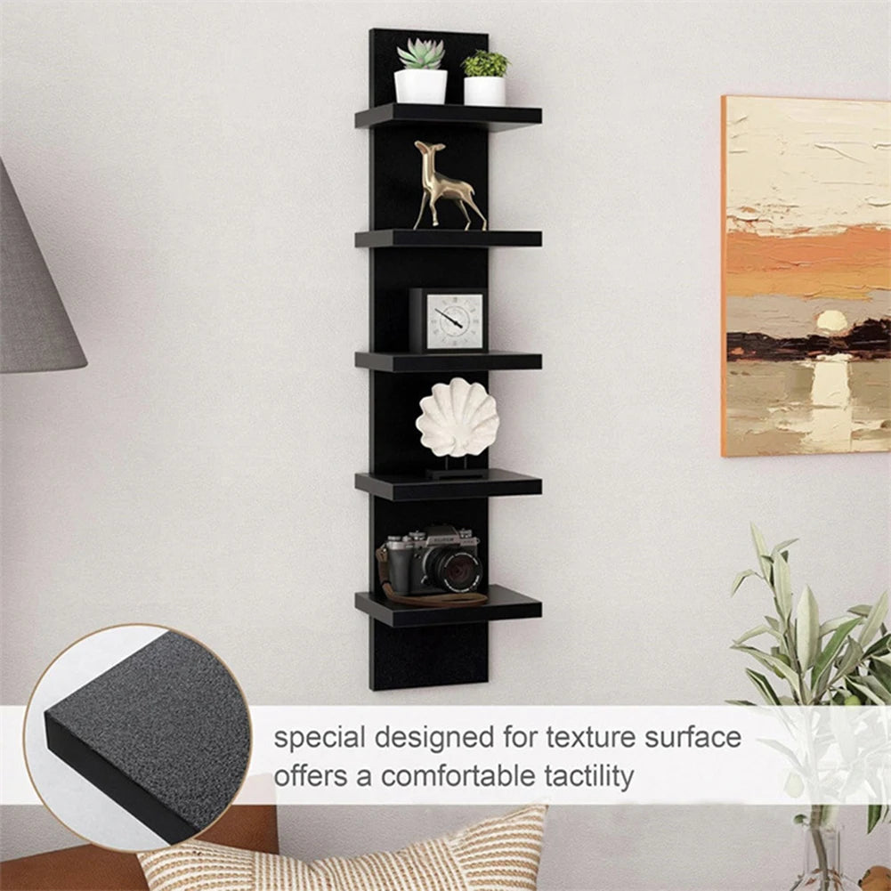 5 Layers Wall-Mounted Wood Bookshelf Storage Rack Board Shelf Organize Floating Shelf For Office Living Room Decor For Books    Home Decor Supply | Online Retail | ShoreShopper.com