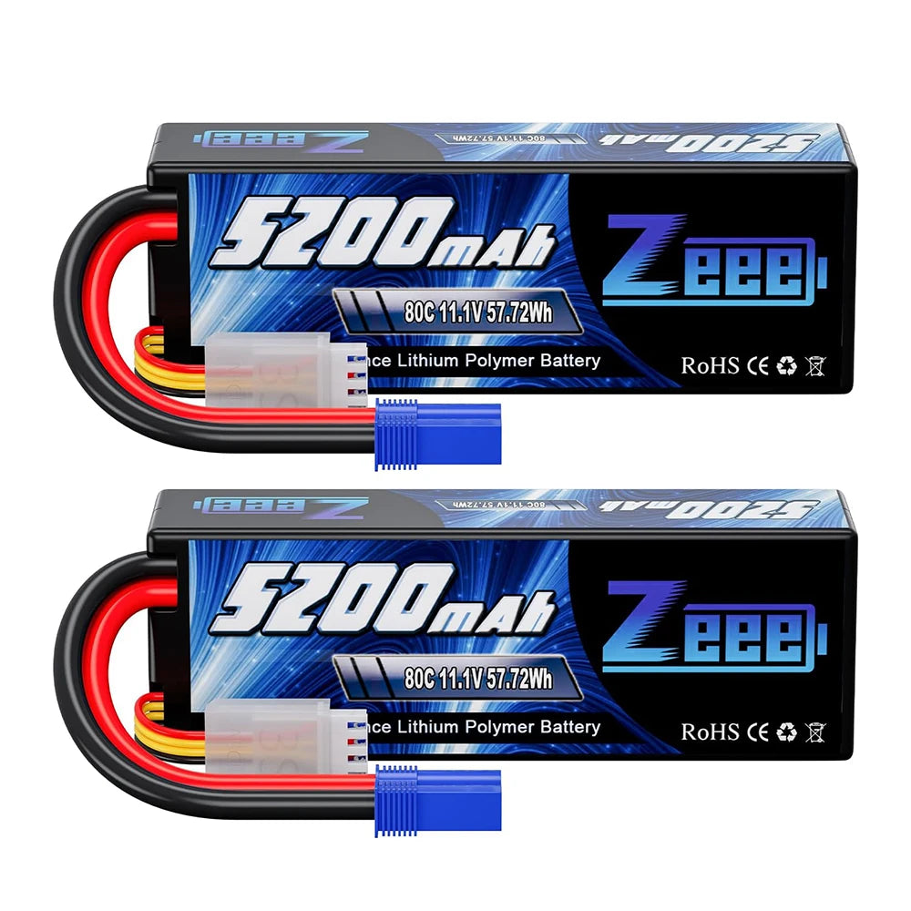 Zeee 3S LiPo RC Battery 11.1V 5200mAh 80C Hardcase w/ Plugs - ShoreCo.Shop