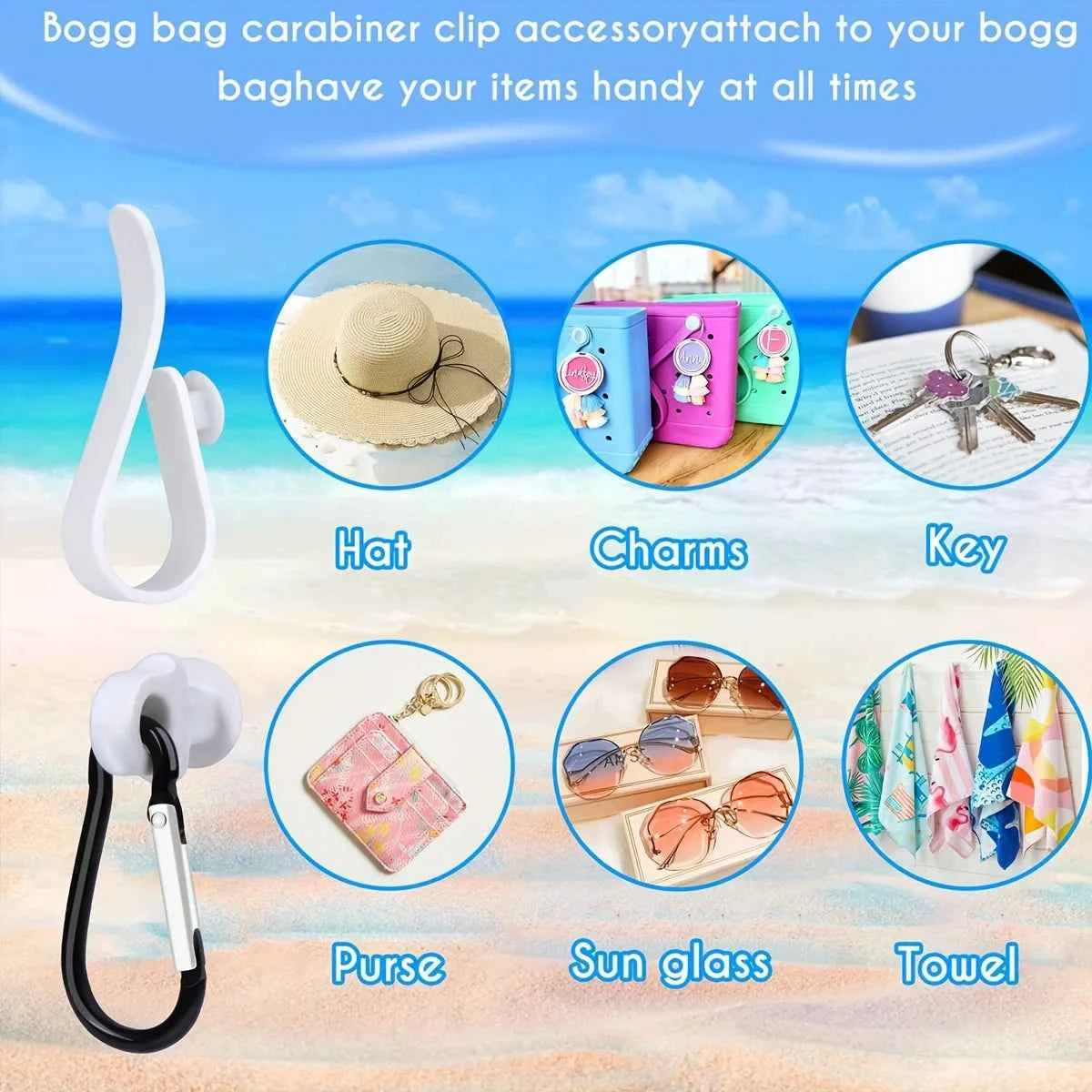 2 pieces (1 hook+1 accessory) Hook Accessories for Beach Bag, Two Styles of Hooks for Bo Bag, Key Holder for  Bag Hanging Keys