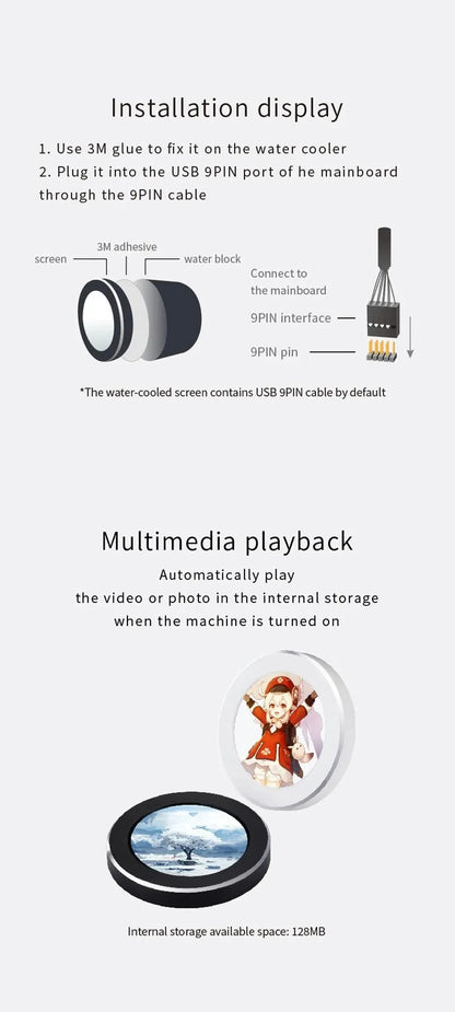 2.1 2.8 Inch IPS Secondary Screen 480x480 USB Water-Cooled Round LCD CPU GPU RAM HDD Monitoring NO AIDA64 MINI PC Gamer Display - ShoreCo.Shop