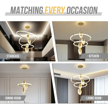LUVODI 3-Layers LED Ceiling Lighting Fixture Art Decor Acrylic Water-drop Chandelier Pendant Lamp with 3 Color Lights    Home Decor Supply | Online Retail | ShoreShopper.com