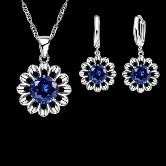 New Fashion Wedding Jewelry Set Women Top Quality 925 Sterling Silver Color Crystal Pendant Necklace Hoop Earring Big Promotion    Home Decor Supply | Online Retail | ShoreShopper.com