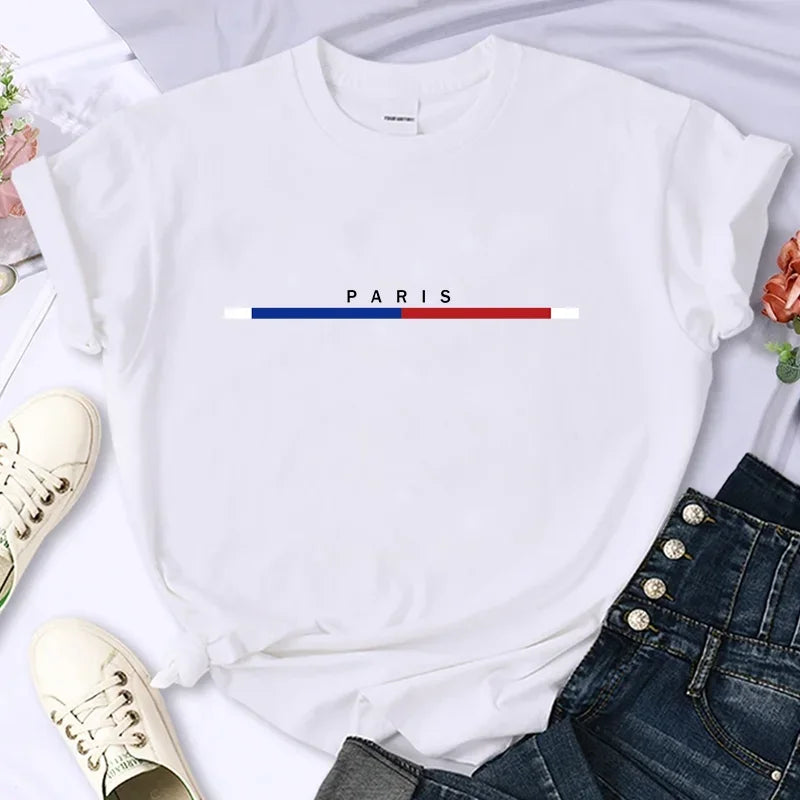 Luxury Brand Paris For Women's High-Quality Summer Printing T-shirt 100% Cotton Casual Oversized Y2k Personality Sleeve O-neck    Home Decor Supply | Online Retail | ShoreShopper.com