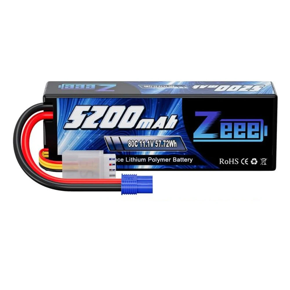 Zeee 3S LiPo RC Battery 11.1V 5200mAh 80C Hardcase w/ Plugs - ShoreCo.Shop