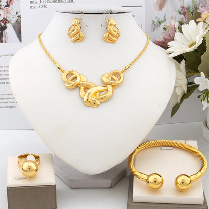 Exquisite Fashion Jewelry Set for Women Arab Gold Color Luxury Necklace Earrings Bangle Ring Set Weddings Dubai Party Daily Wear    Home Decor Supply | Online Retail | ShoreShopper.com