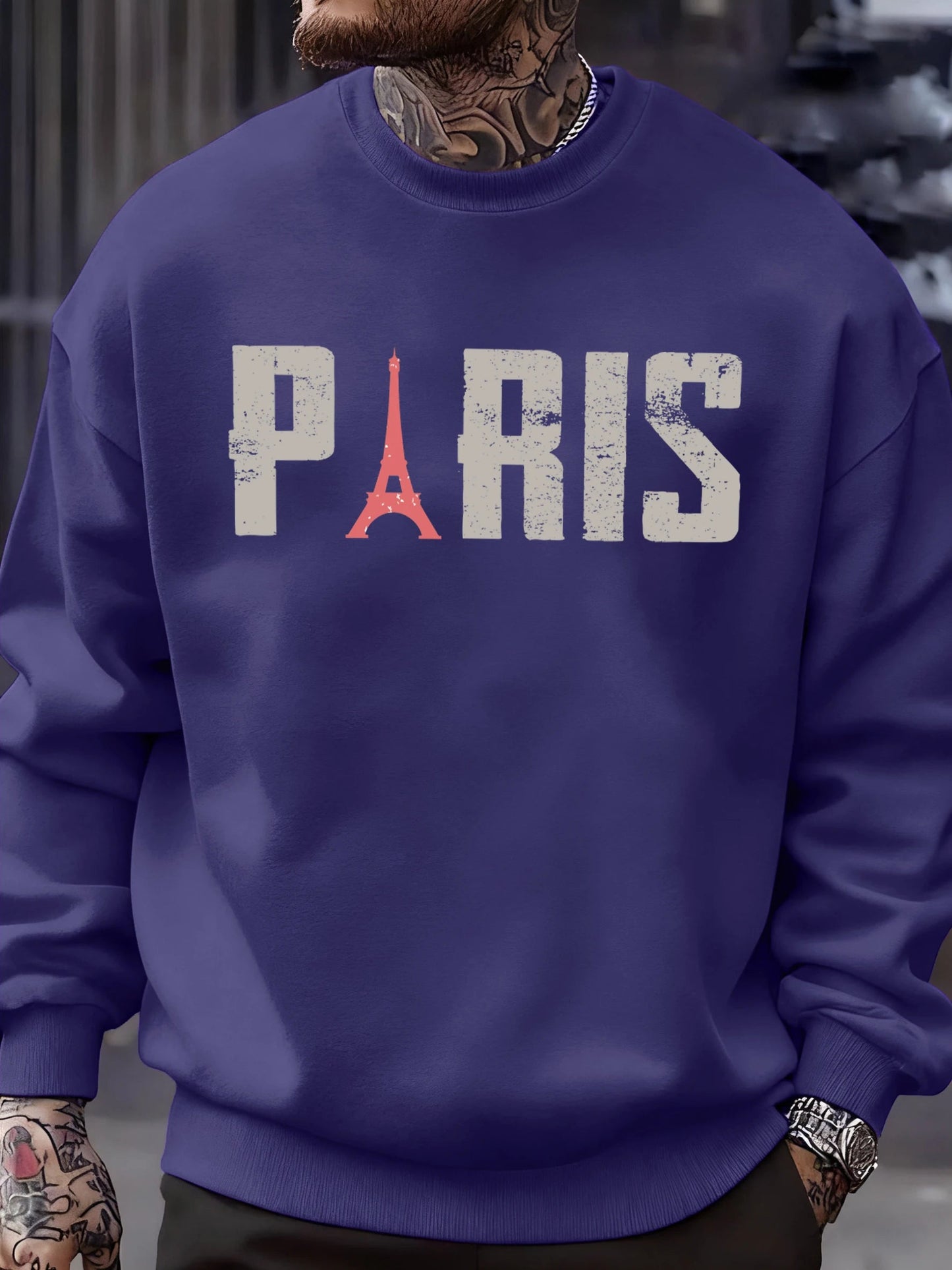 Famous Paris Tower Pattern Sweatshirt Men O-Neck Clothes Autumn Fleece Retro Pullover Loose Unisex Colour Fashion Streetwear    Home Decor Supply | Online Retail | ShoreShopper.com
