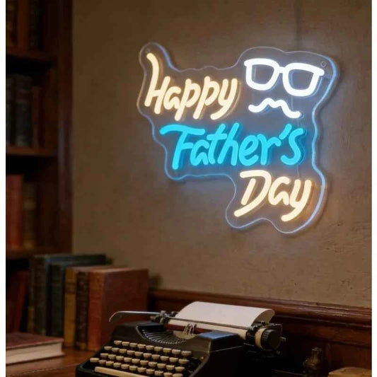 Happy Fathers Day LED Neon Sign Wall Art for Home Bar Party  Living Room Decor Fathers Day Gift Lighting Celebration Neon Light
