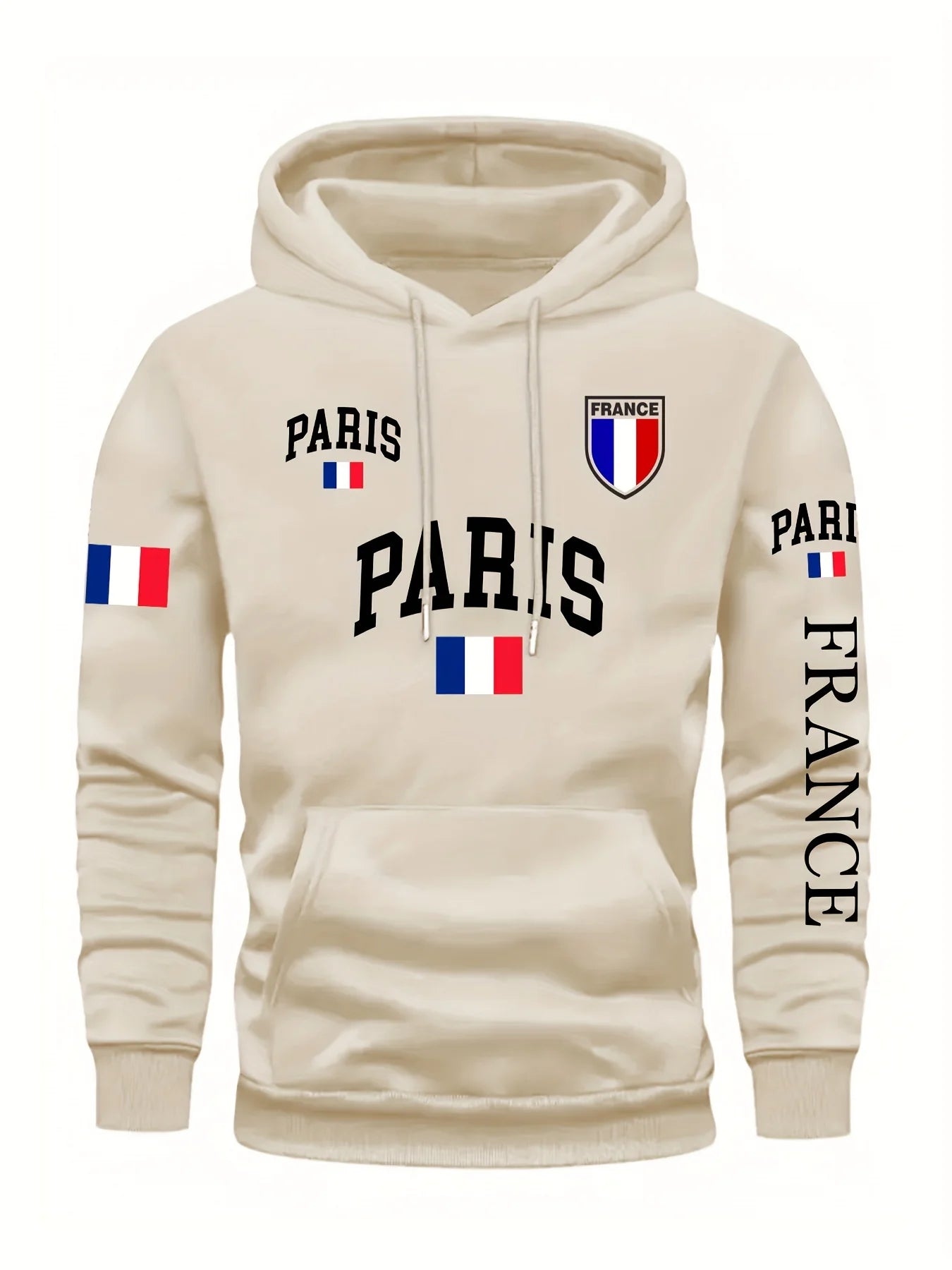 Men's Paris France Flag Letter Graphic Hoodie Pullover Kangaroo Pocket Ribbed Cuffs Machine Washable Autumn Winter Sweatshirt    Home Decor Supply | Online Retail | ShoreShopper.com