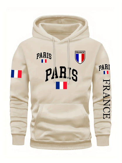 Men's Paris France Flag Letter Graphic Hoodie Pullover Kangaroo Pocket Ribbed Cuffs Machine Washable Autumn Winter Sweatshirt    Home Decor Supply | Online Retail | ShoreShopper.com