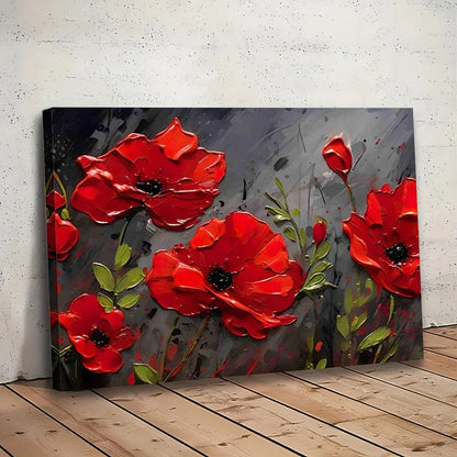 Contemporary Red Poppies Canvas Painting, Framed 11.8x15.7in, Meadow Wall Art, Ready to Hang Home Decor - Anniversary Gift    Home Decor Supply | Online Retail | ShoreShopper.com