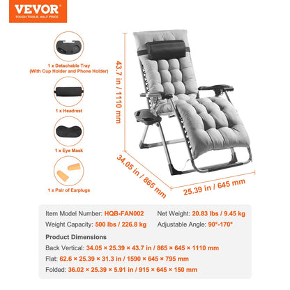 SucceBuy Zero Gravity Chair Zero Gravity Recliner Lounge Chair Adjustable Anti Gravity Chair with Cushion Footrest and Cupholder    Home Decor Supply | Online Retail | ShoreShopper.com