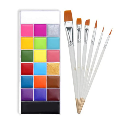 20 Colors Face Body Oil Painting Paint Pigment Non Toxic Safe Kids Flash Tattoo Painting with Brush Art Halloween Cosplay Party    Home Decor Supply | Online Retail | ShoreShopper.com