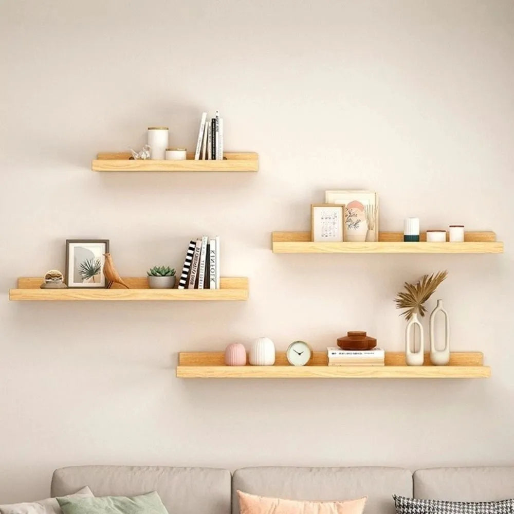 Space Saving Wooden Floating Shelf Minimalist Style Decorative Display Stand Rustic Bookshelf Organizer Living Room    Home Decor Supply | Online Retail | ShoreShopper.com