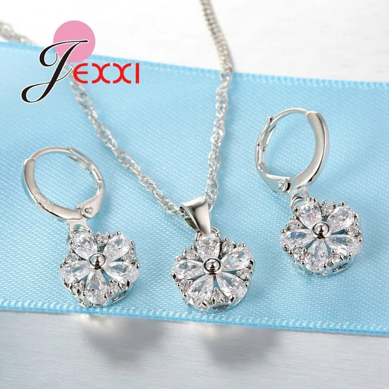 Fashion Elegant Jewelry Set For Women Wedding Accessory Cubic Zircon Crystal 925 Sterling Silver Jewellery Set For Lady    Home Decor Supply | Online Retail | ShoreShopper.com