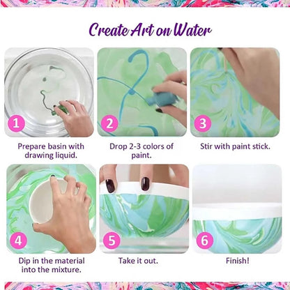 6ml Water Marbling Paint Kit Water Art Paint Set With Sketch Paper Arts Crafts For Girl Boy Creative Activities 6 Color    Home Decor Supply | Online Retail | ShoreShopper.com
