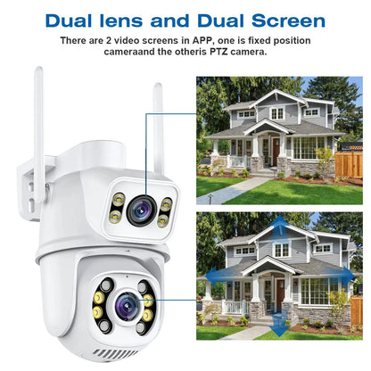 8MP 4K Dual Lens Wifi Camera Ai Auto Tracking Waterproof Security CCTV Video Surveillance Camera Police Light Alarm IP Camera - ShoreCo.Shop
