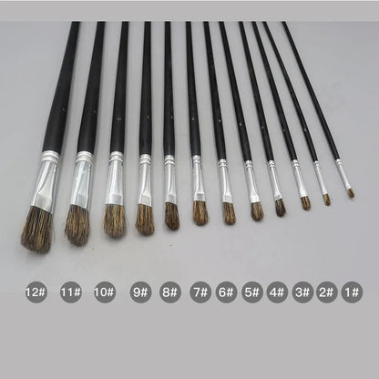 6pc new concept paintbrush wild boar mane oil painting brush water powder acrylic nail round head long black pole paintbrush set    Home Decor Supply | Online Retail | ShoreShopper.com