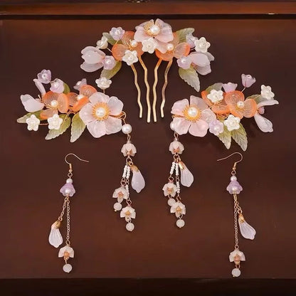 1 Set Ancient Headwear Hairpins Complete Super Immortal Made Headwear New Simple Pink flower Children's Ancient Headwear    Your Coastal Marketplace | Shoreshopper.com