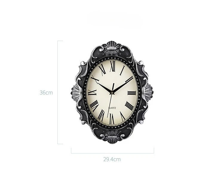 14" Vintage European Court elegance classical Style Wall Clock with Electroplated Black Gold/Silver & Roman Numerals for bedroom    Home Decor Supply | Online Retail | ShoreShopper.com