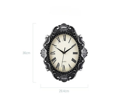 14" Vintage European Court elegance classical Style Wall Clock with Electroplated Black Gold/Silver & Roman Numerals for bedroom    Home Decor Supply | Online Retail | ShoreShopper.com