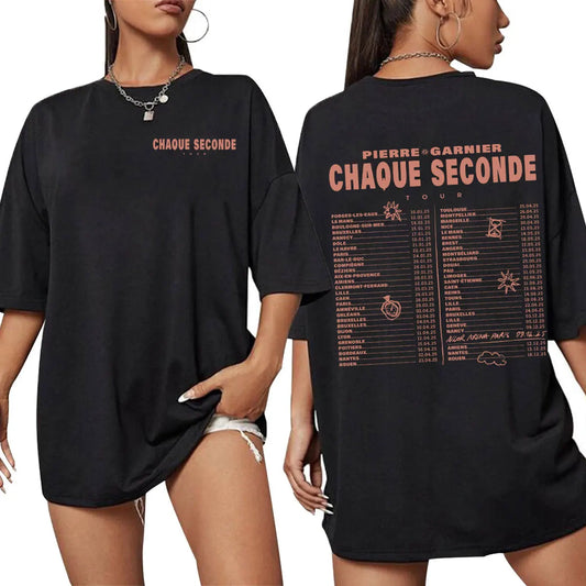 Pierre Garnier Chaque Seconde Tour Merch T-shirts Hip Hop Fashion T-shirt Women Men's Clothing Cotton Casual Oversized T Shirts    Home Decor Supply | Online Retail | ShoreShopper.com