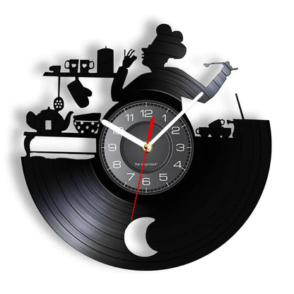 The Kitchen The Heart Of The Home Inspired Vinyl Record Clock Modern Design Vinyl Wall Watch Kitchen Decor Noiseless Timepieces    Home Decor Supply | Online Retail | ShoreShopper.com