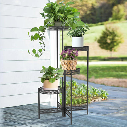 3/4 Tier Metal Plant Stand Indoor Black Tall Flower Pot Holder Display Rack Foldable for Patio Garden Living Room Corner Balcony    Home Decor Supply | Online Retail | ShoreShopper.com