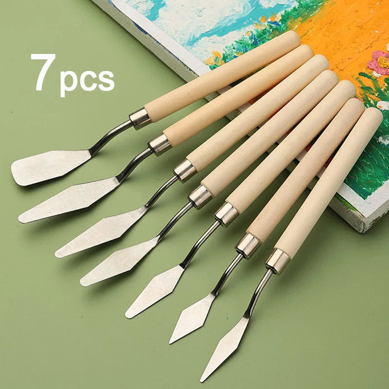 Art Supplies 7Pcs/Set Stainless Steel Oil Painting Knives Artist Crafts Spatula Palette Oil Painting Mixing Knife Scraper    Home Decor Supply | Online Retail | ShoreShopper.com