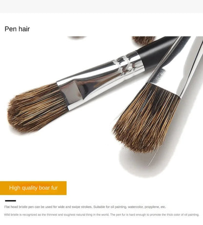 6pc new concept paintbrush wild boar mane oil painting brush water powder acrylic nail round head long black pole paintbrush set    Home Decor Supply | Online Retail | ShoreShopper.com
