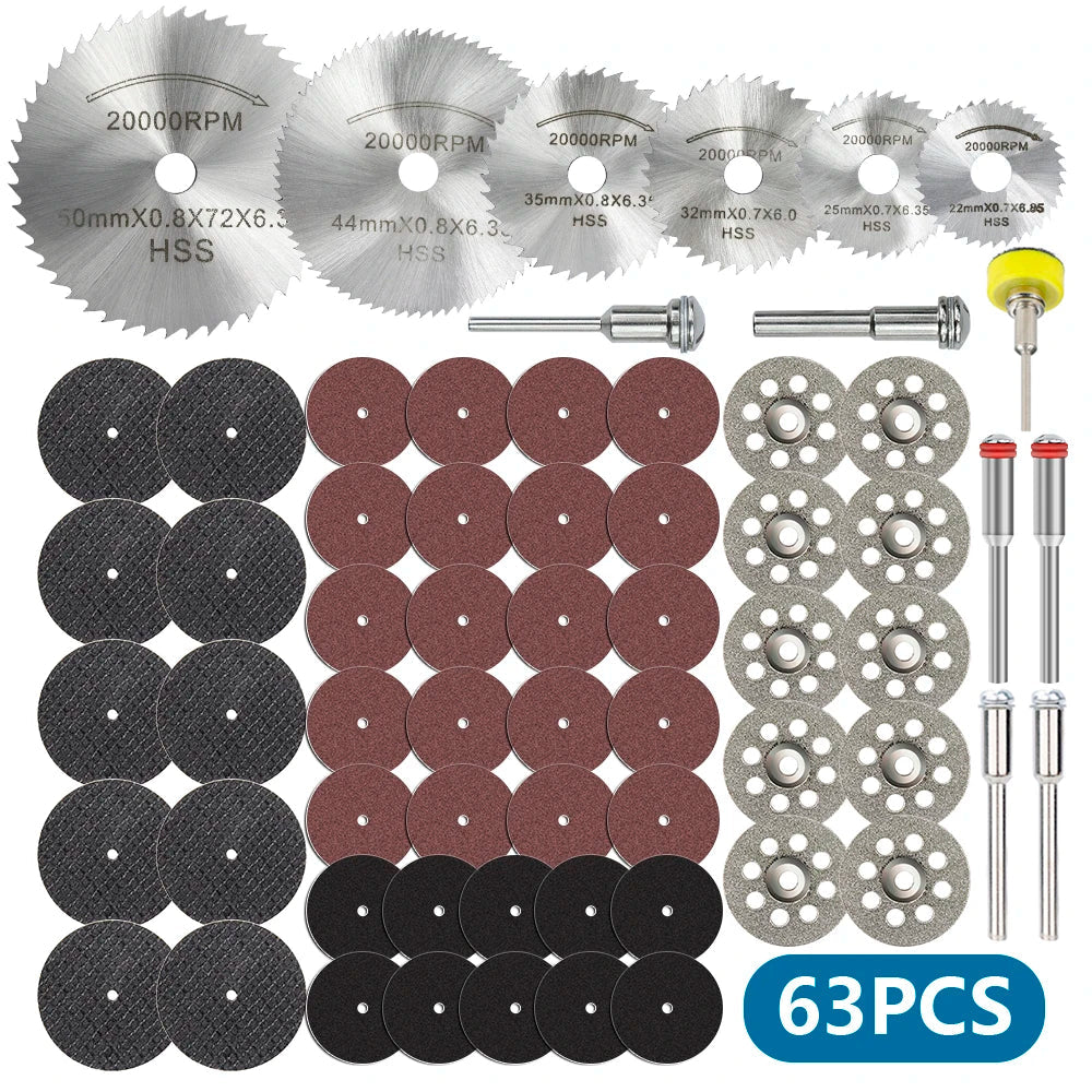 XCAN 63pcs Cutting Wheel Set Mini HSS Saw Blade,Diamond Saw Blade,Metal Cut off Disc  Drill 1/8" Mandrel for Dremel Rotary Tool    Home Decor Supply | Online Retail | ShoreShopper.com