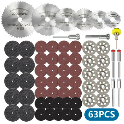 XCAN 63pcs Cutting Wheel Set Mini HSS Saw Blade,Diamond Saw Blade,Metal Cut off Disc  Drill 1/8" Mandrel for Dremel Rotary Tool    Home Decor Supply | Online Retail | ShoreShopper.com