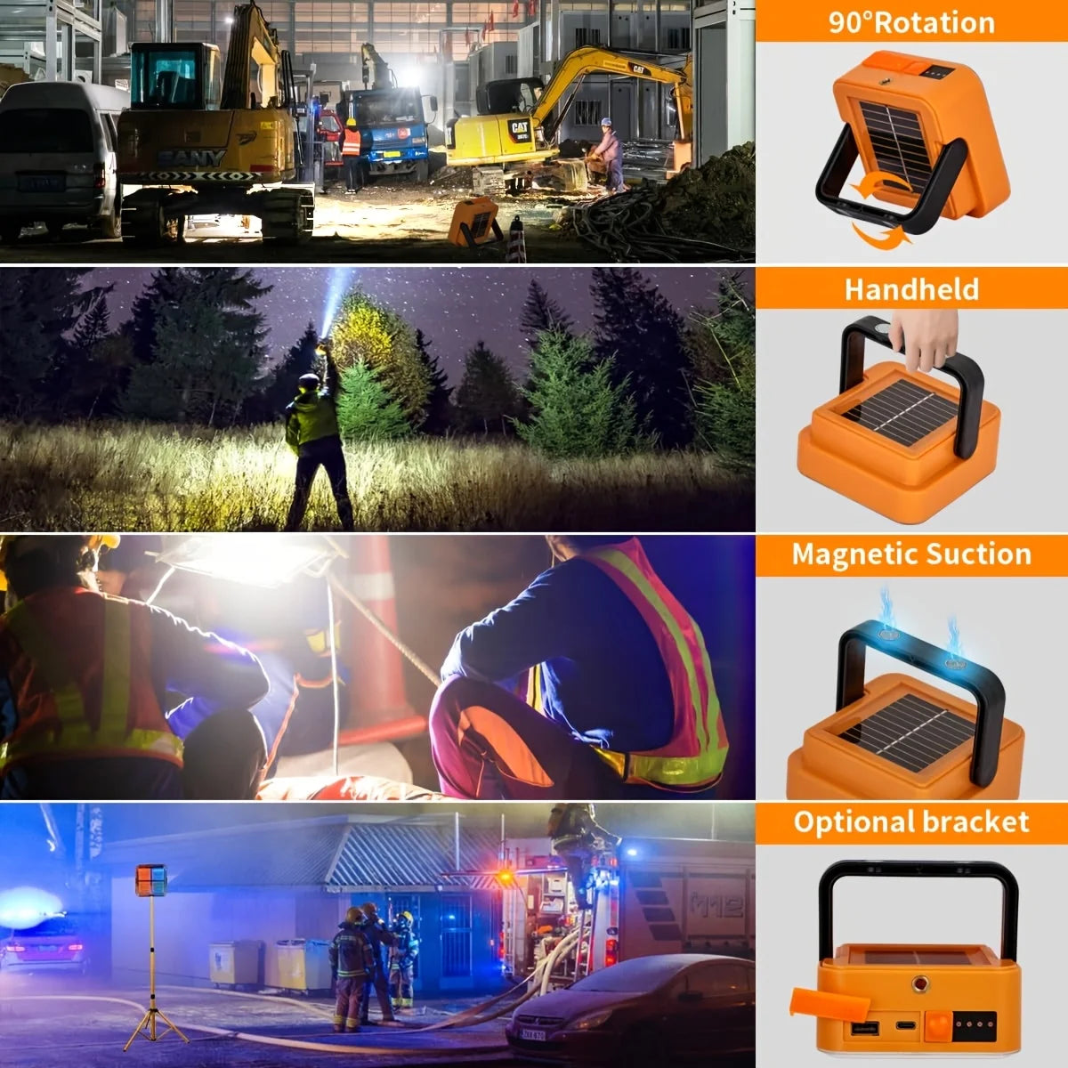Solar rechargeable multifunctional led work light, portable outdoor floodlight-1200mah lithium battery, suitable for camping.    Home Decor Supply | Online Retail | ShoreShopper.com
